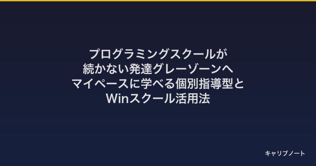 プログラミングスクールが続かない発達グレーゾーンへ｜マイペースに学べる個別指導型とWinスクール活用法