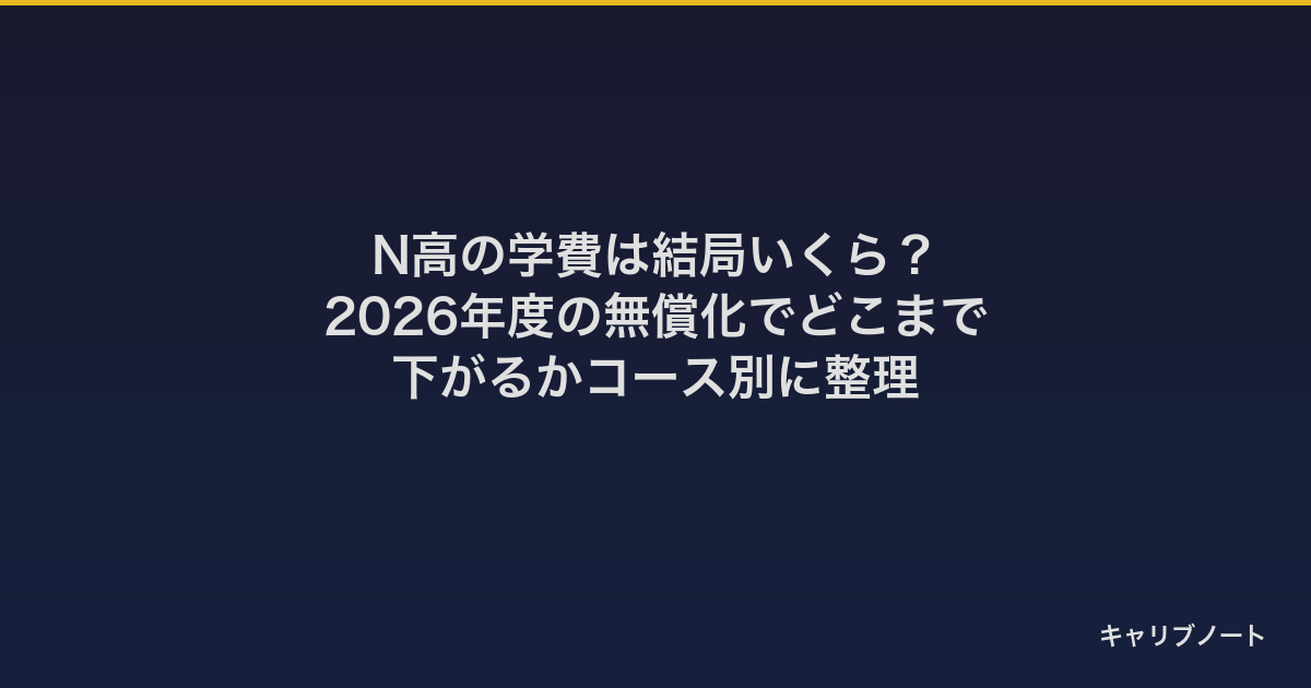 N高の学費は結局いくら？｜2026年度の無償化でどこまで下がるかコース別に整理