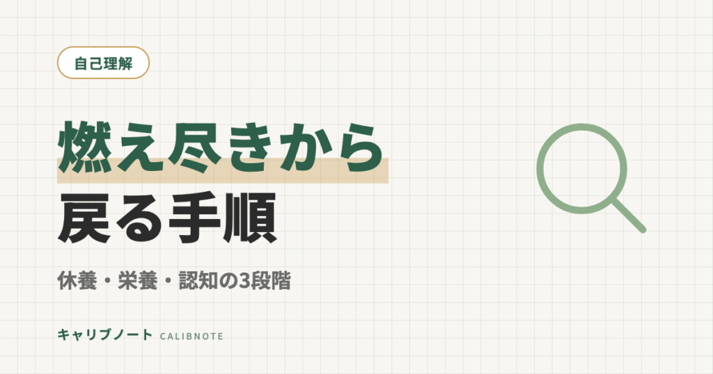 燃え尽き症候群からの回復手順｜休養・栄養・認知の3段階を飛ばさずに戻る方法