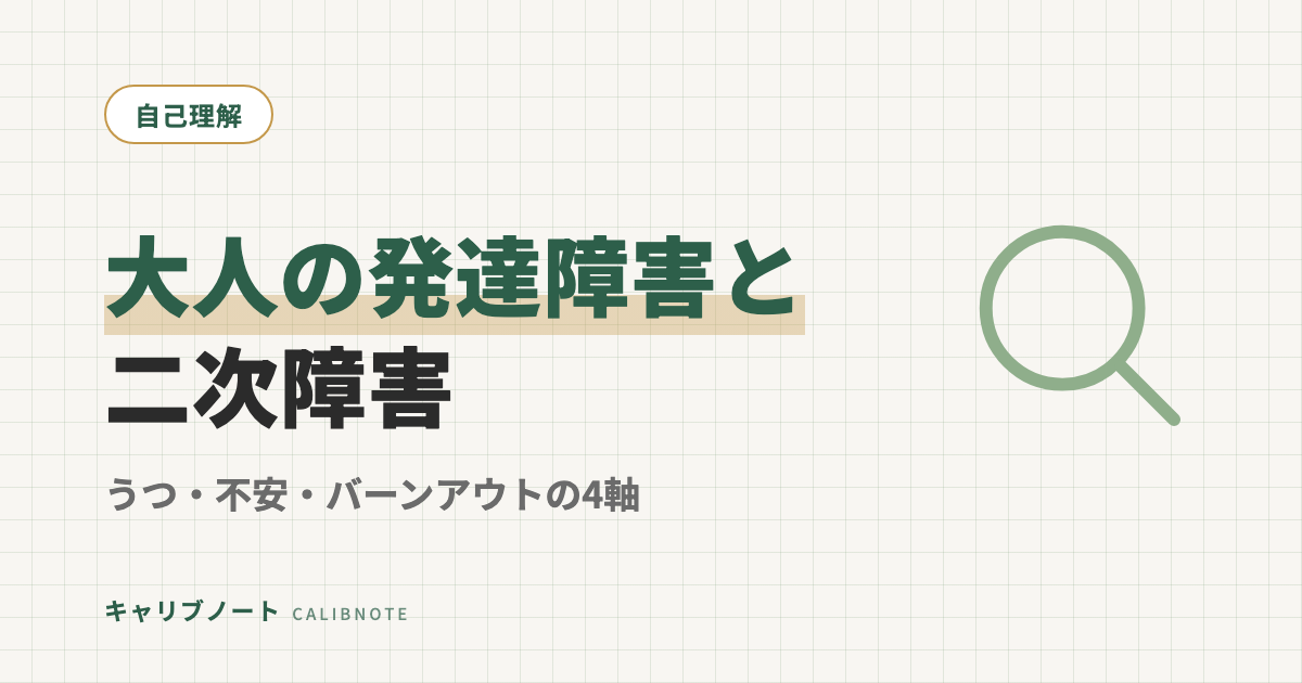 大人の発達障害の二次障害を整理｜うつ・不安・バーンアウト・身体症状の4軸と受診判断